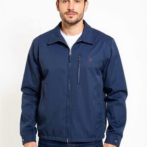 U.S. Polo Assn. Navy Zip-Front Windbreaker